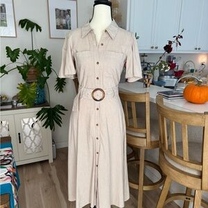 LC Lauren Conrad Light Beige Midi Dress